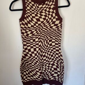 Motel Rocks Brown and Cream Bodycon Mini Dress